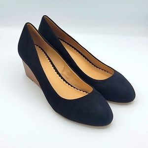 NWOB! Anne Taylor LOFT  Womens Black Faux Suede Wedge Heel Size 8.5M (US) Try on